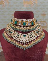 Polki bridal dreams 💝 layer them for a statement look, they also carry themselves off stunningly on their own 😍 shop this now on the website, or DM us for the link.. #rajatamaya #silver #silverjewelry #silver925 #polkijewellery #choker #necklace #uncuts #weddingjewellery #bridal #indianbride #telugubride #bridesmaids #trend #weddingstye [jewellery, wedding, polki jewellery, Indian , bride , Indian bride, lehenga, reception, saree]