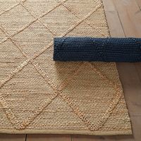 Dunmore Natural Jute Rug with Braided Trellis Design & Warm Neutral Tones