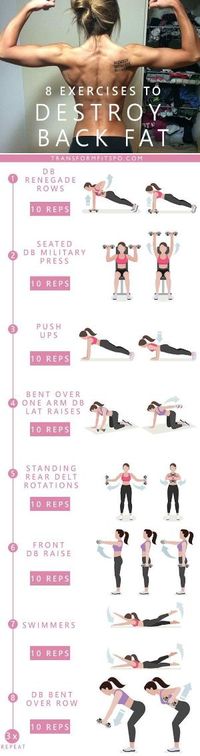 #womensworkout #workout #femalefitness Repin and share if this workout destroyed your back fat! Click the pin for the full workout. by tracy sam