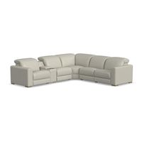 The luxurious look of upscale stationary furniture combineswith functional adjustability with the Aurora power reclining sectional with power headrests.