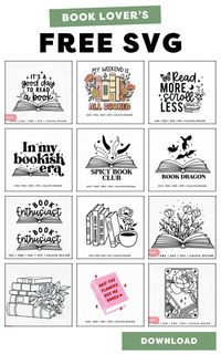 Free Book Lover SVG | Free SVG for Book Club | Book SVG for Free 1037 #stickerdesignideas #collegestickers