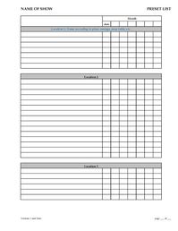 The Stage Manager's Toolkit - Sample preset template (lots more on the site)