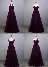 Beautiful Dark Purple Convertible Tulle Bridesmaid Dress, Multi Way Bridesmaid Dress on Luulla