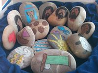 Story Stones to help tell stories and then let children re-enact what they have heard. Fantastic!