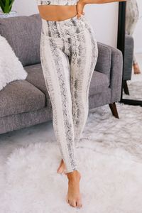 Feel Confident When You Go Back To The Gym In This Pair Of Sand Colored, Snake Print Leggings! They Look Good And Feel Great! $38, FAST AND FREE US SHIPPING!