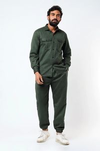 Buy Emblaze - Men Green Suede Shirt Online | Aza Fashions