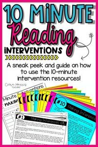 Reading Intervention Activities: A Sneak Peek at 10 Minute Interventions