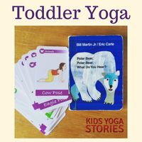 Act out Polar Bear Polar Bear, What Do You Hear? book by Bill Martin Jr and Eric Carle through simple toddler yoga poses for kids!