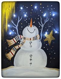 Starlit Snowman with Led Lights Paint Party Kit With Online - Etsy