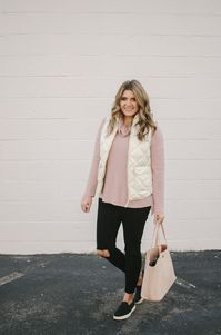 white puffer vest outfit - how to wear a puffer vest | shop this look or see more winter outfits at bylaurenm.com!