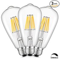 CRLight 6W Dimmable Edison Style Vintage LED Filament Light Bulb, 3200K Soft White 600LM, E26 Medium Base Lamp, 60W Incandescent Equivalent, ST21(ST64) Antique Shape, 3 Pack