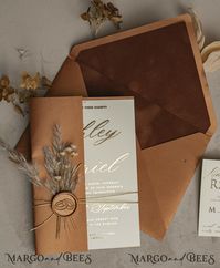 Fall Mirror gold Wedding Invitations, Elegant Terracotta Wedding Cards, Burnt orange Acrylic Wedding Invites, Mirror Gold Plexi Wedding Invitation Suite