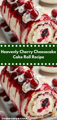 Craving a delightful dessert? This Heavenly Cherry Cheesecake Cake Roll Recipe is a luscious treat that's easy to prepare. Its creamy cherry filling and fluffy cake make it a family favorite for any occasion.