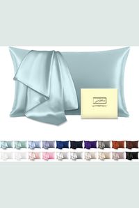 Mulberry Silk Pillowcase for Hair and Skin Standard Size 20"X 26" with Hidden Zipper Soft Breathable Smooth Cooling Pillow Covers for Sleeping(Haze Blue,1Pcs)