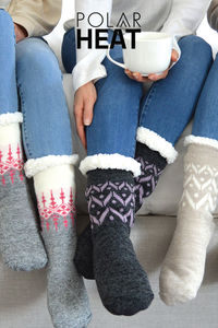 Looking to balance style and warmth? Our slipper socks are the perfect blend providing a fully insulated, cushioned, anti-skid sock that combines the comforts of home in a fashionable form. Anti-Skid Grip to Prevent Slipping Fully Insulated Sherpa Emulated Lining Thermal Comfort