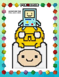 2D Adventure Time Finn, Jake & BMO Pix Brix Pixel Art Template