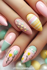 Step into the Easter vibe with these 21 fantastic nail designs! Whether it’s adorable bunnies or vibrant eggs, we’ve got you covered to make your nails pop! Spring, pretty pastel color, easy, natural, cute, simple, gel, acrylic, dip, for short nails, coffin, short, almond shape, long.