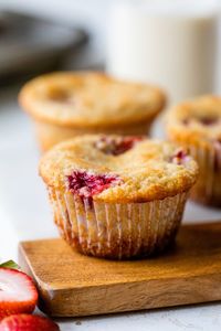 Roasted Strawberry Almond Flour Muffins