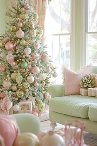 Light Green And Pink Christmas Decor