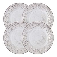 Welcome your family to dinnertime with the rustic charm of these dinner plates. Made of robust stoneware, this set adds a classic touch to any kitchen or dining room setting.