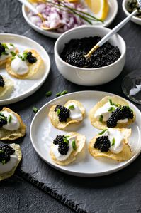 Caviar Potato Chips Paired With       La Marca Luminore