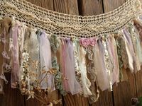 wide Lavander Mint & Gold Sequin Garland Banner Vintage Lace Burlap Curtain Valance Sparkle Curtain Crib Window Treatment