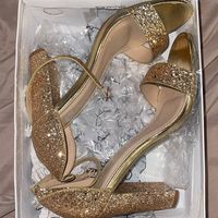 Women Heels Gold Glitter Brand New