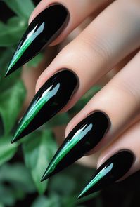 GREEN AND BLACK MANICURE