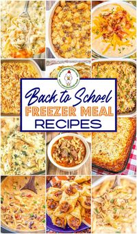 Back to School Freezer Meal Recipes - 25 freezer meals to make the new school year a breeze. Casseroles, soups, quiche, breakfast, and our favorite pasta sauce. Freezer meals are great for those times when you are in a rush, don’t know what to make, or just want to make it easy for yourself. All of the recipes are easy to prepare and will easily feed a family of four. #freezermeal #casseroles #soup #mealprep