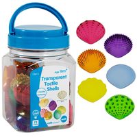 This set includes 72 seashell-shaped pieces in 6 different transparent colors (red, yellow, orange, green, blue, purple) and 6 different textures. It also includes an Activity Guide. These multicolored, see-through shells are perfect for counting, sorting, patterning, comparing, matching and classifying. Ideal for tactile learners, these shells are a great resource to explore STEM concepts via light panels or sensory bins. Foster fine motor skills as children use these hands-on manipulatives to