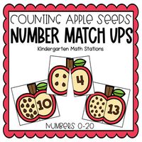 My students love match ups! This set of match ups has students practice counting sets of 0-20 by counting the apple seeds on one side, connecting it to the matching numeral to make a complete apple! With black and white versions included, this activity is a fun and quick way to practice those essential number sense skills.Want more September math stations for kindergarten? Check out my September Kindergarten Math Station Bundle with 6 stations specifically designed with your little learners in m