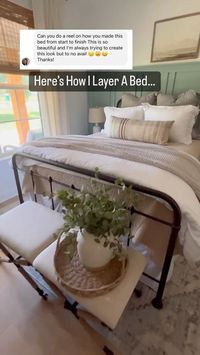 SAVE this post for later! How I layer a bed 🛌 If you’re looking for a source from this bedroom comment below for the link! ❤️ #bedroomdesign #bedroomdecor #bedding #transitionaldesign #transitionalbedroom #modernfarmhouse #modernfamhousebedroom #neutralbedroom #homedesign #whitefarmhouse #accentwall  https://www.instagram.com/p/CfxVIvhpHWi/