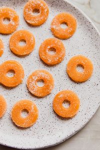 These peach rings gummies are a homemade copycat of a candy classic! They're made with real fruit and don't contain corn syrup, food dyes, or artificial flavor.