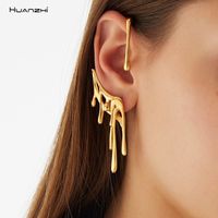 Fashion Earrings-2022 New Gold Metal Lava Irregular Ear Cuff Earrings No Piercing for Women Girl Geometric Cartilage Earring JewelryModel Number:1005001820514515