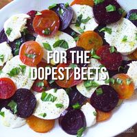 Fact: This is the most colorful caprese ever. Mix up your caprese game and try it with beets - you won't regret it!