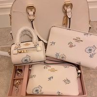 Nwt! Everything Shown. Will Sell 3 Piece Accessory Set Without Bag But Bag Is Included In This Asking Price Off White Satchel Floral Matching Set Of Hang Tag Zip Accessory, Matching Zip Wallet And Box Set Wristlet With 2 Charms As Shown