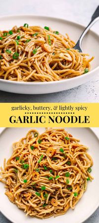 Yummy! Garlicky, buttery, and lightly spicy! This Chilli Garlic Noodles recipe is so delicious and will always satisfy your craving and let you stay on budget! It’s highly addictive! #garlicnoodles #noodles #asian #quickmeal #garlic