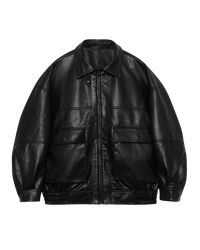 Off The Label cargo-pockets leather bomber jacket black