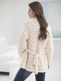 Free Crochet Pattern 70004A Whiter Shade Of Pale Car Coat : Lion Brand Yarn Company ༺✿ƬⱤღ http://www.pinterest.com/teretegui/✿༻