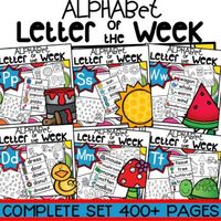 LETTER OF THE WEEK  - Alphabet letter of the week worksheets, printables, flashcards and pocket chart word cards will reinforce your letter of the week or letter of the day lessons will enhance your preschool and kindergarten curriculum. These include a variety of alphabet letter of the week activities, coloring sheets, flip books, cut and glue pages, alphabet letter sorting, I spy letters, flashcards, letter bracelets and pocket chart cards for each letter. This  includes over 450 pages.  Each