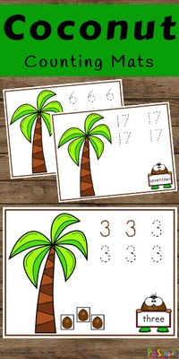 Kids will have fun practicing counting to 20 with these free printable coconut counting project. Preschool, pre-k, and kindergarten age children will count coconuts and trace the numerals with this fun number activity for preschoolers. Simply download pdf file with coconut printables and you are ready to play and learn with this summer activity for preschoolers.