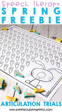 FREE spring and Easter 100 Articulation Trials for speech therapy activities. Perfect for using with the Target Dollar spot erasers. #speechtherapy