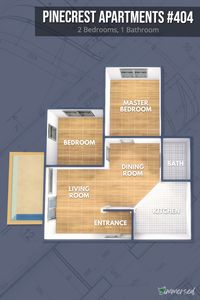 I started building a retro style apartment here at Pinecrest #404, however I think the floor plan works for a modern style as well, just changed up some of the columns and doors. If you have the TOOL mod, you can add a window in the kitchen. I've left the grid on to assist with dimensions.  #thesims4 #simsbuild #showusyourbuilds #sims4maxismatch #sims #ts4 #sims4floorplan #floorplan #thesims4floorplan #20culpepperhousefloorplan #sims4layout #20culpepper