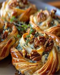 Blue Cheese Walnut Thyme Puff Pastry Twirl Recipe