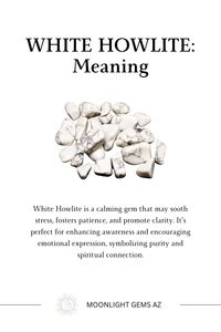 Embrace tranquility with White Howlite, the stone of serenity and clarity. This soothing gem calms stress, enhances patience, and deepens emotional expression. Ideal for meditation, it connects you to higher consciousness, offering a peaceful escape from the everyday. Discover the calming power of White Howlite and let it guide you towards a more mindful and serene life.