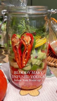 crowded_kitchen Bloody Mary Infused Vodka 🍅 🌶️ for s2 ep. 5 of Infuse Your Booze! I honestly didn’t think a Bloody Mary could taste this good 😍 (Recipe below ⬇️ Since a Bloody Mary is vegetable-based, it only makes sense that the best possible version would be made with super ripe, in-season produce. We start by infusing the vodka with my fave tomatoes (homegrown would be even better!), cucumber, celery, Fresno pepper, lemon, dill, peppercorns and celery seed. It only takes 3-4 days to ...