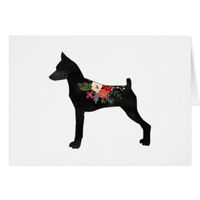 Min Pin C Dog Breed Boho Floral Silhouette card | Zazzle.com