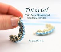 Half Hoop Bedazzeled Beaded Earrings Tutorial With Glass Seed | Etsy