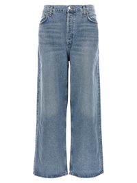 'Low Slung Baggy' jeans in cotton denim blend with used-effect details, button closure, five pockets, mid-waist and wide leg.AGOLDE'Low Slung Baggy' jeanstrue to size fit