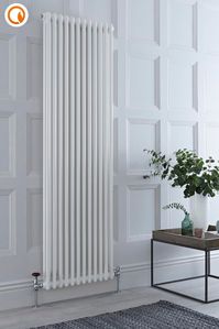 This impressive vertical radiator features a classic column design with a high-quality powder coated white finish. A beautiful addition to any home. Discover more about this stylish radiator at BestHeating 🔥😊